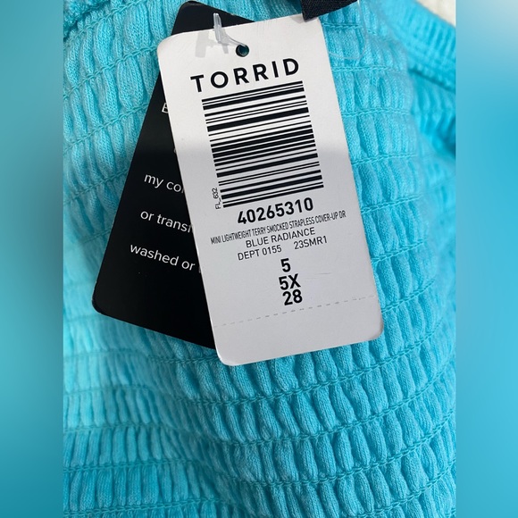 NWT Torrid Blue Beach Coverup Smocked Dress size 5x - Picture 7 of 8